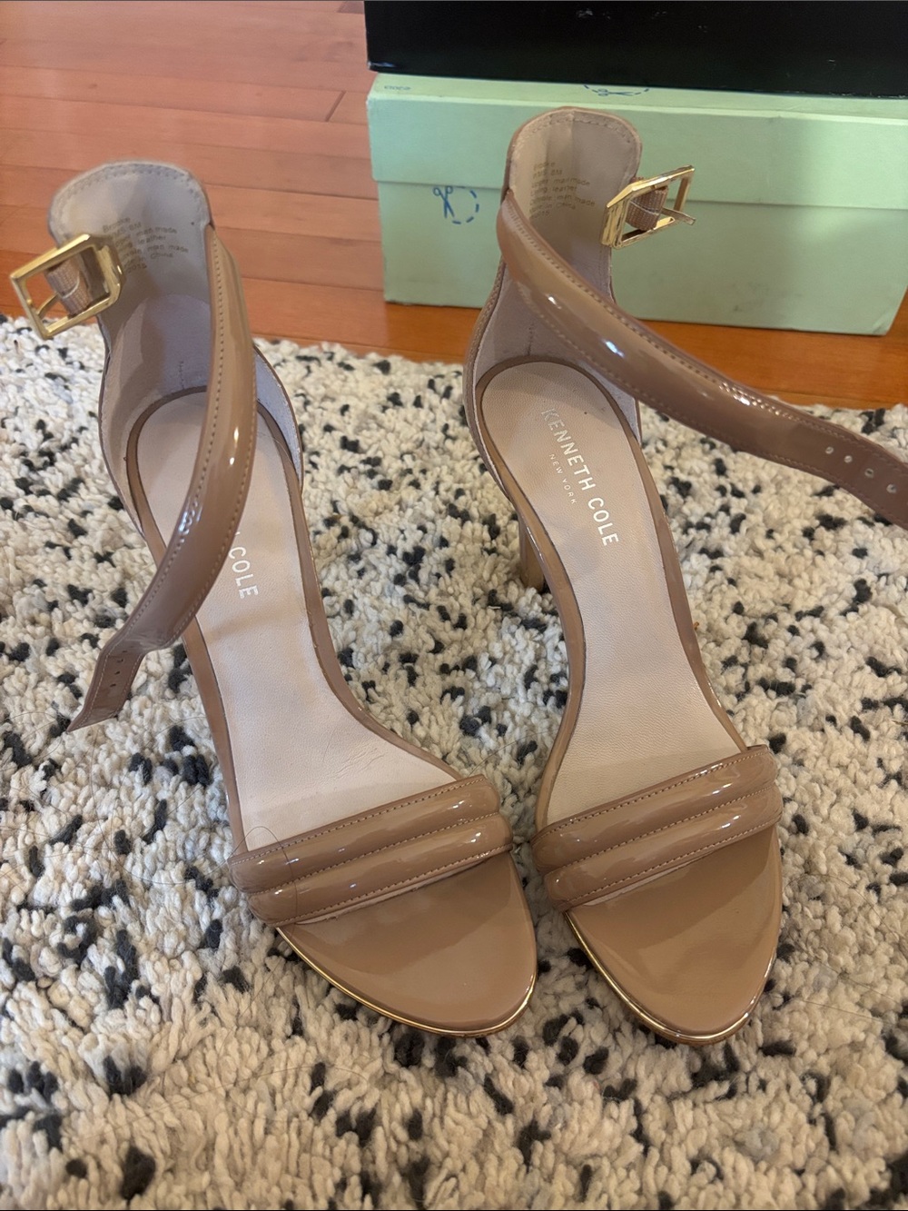 Kenneth Cole Patent Nude Ankle-Strap Heels